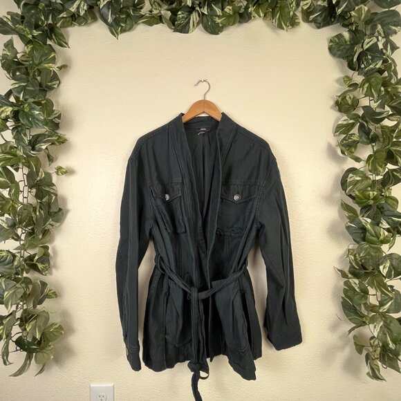Free People In Our Nature Waist Tie Utility Jacket Light Black Women’s Size M